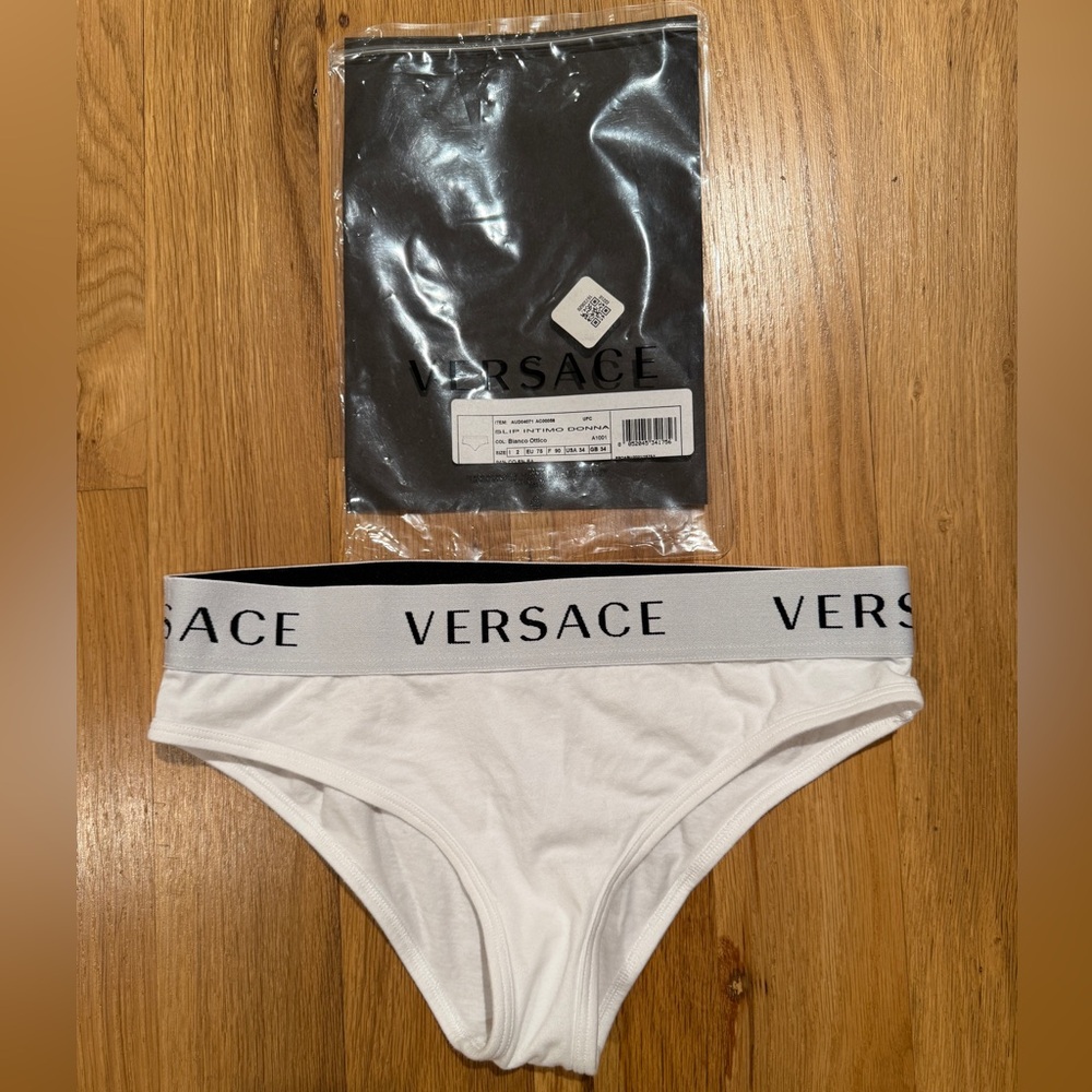 Versace Women’s White Cotton Underwear Briefs Panties sz 2 New